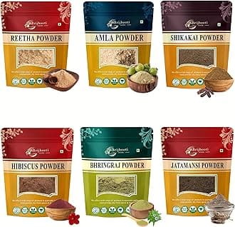 BrijBooti Mahavir Reetha Amla Shikakai Bhringraj Hibiscus Jatamansi Powder 300 Gr