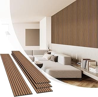 Olanglab Wood Slat Wall Panels, Wooden Acoustic Wall Panels, 94.5"x12.6" Each 3D Wall Panels for Interior Wall Decor, 4 Pack in Total 94.5"x50.4" (Cherry)