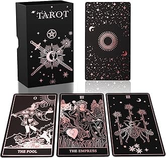 ACELION Original Tarot Card Set with Guide, 78 Pieces of Tarot Cards with Gold foil on The Surface， Fortune-Telling Game