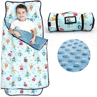 ACRABROS Toddler Nap Mat with Pillow and Blanket, Extra Large Rolled Napping Mats,Slumber Bags for Boys Girls,Kids Sleeping Bag for Daycare, Preschool Travel Camping