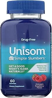 Simple Slumbers Drug Free Sleep Aid Gummies Melatonin 5mg Midnight Raspberry, Purple, 60 Count