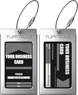 ProudGuyProudGuy Luggage Tags Business Card Holder TUFFTAAG Pair Travel ID Bag Tag - White Silver
