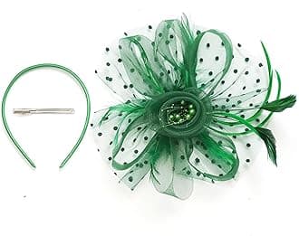 Fascinators Hat for Women Tea Party Headband 20s 50s Pillbox Headwear Cocktail Green