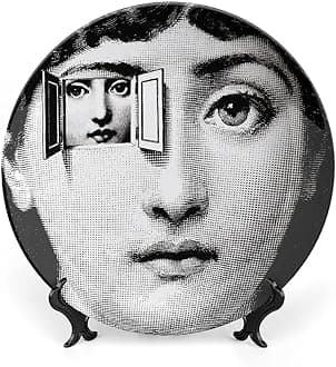 Lina Cavalieri Plate, Fornase Decorative Plate Face Makeup Plate Wall Hanging Decoration,Including Bracket and Special Spring Hook,style-15,6inch