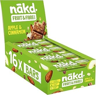 Apple & Cinnamon Fruit & Fibre Bar - Vegan - Gluten Free - Healthy Snack, 44g (Pack of 16 bars)