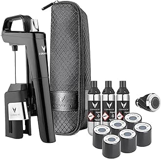 Coravin Timeless Six Plus Wine Preservation System - by-The-Glass Wine Saver - Wine Aerator, 3 Pure Argon Capsules, 6 Screw Caps, Clearing Needle & Carry Case - Piano Black