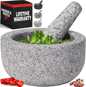Priority Chef Heavy Duty Small Mortar and Pestle Set, 1.5 Cup, Make Fresh Guacamole, Salsa, Stone Grinder Bowl, Herb Crusher, Spice Grinder, 5.5" Wide, Grey