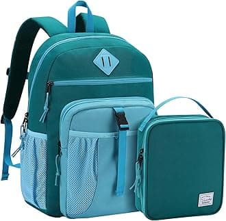 Kids Backpack Lunch Bag Set, Girls 2-1 School Bookbag Insulated Lunch Box for Toddlers Preschool,Daycare,Kindergarten,Elementary School Green