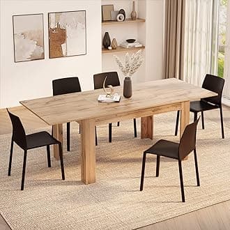 Mobili Fiver, Easy, Extendable Dining Table, 55,1(86,6) x35,4 in, Rustic Oak, for 6-8 People, Expandable Dining Table for Kitchen, Italian Furniture
