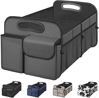Femuar Car Trunk Organizer, Car Storage Organizer with Large Capacity Waterproof Collapsible Trunk Organizer for Car Suv/Jeep/Sedan (Grey, Standard)