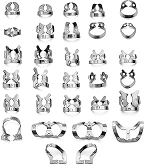 SURGICAL ONLINE Premium Endodontic Rubber Dam Clamp Kit Different Kinds, Dental Procedure Tools, Stainless Steel, Professional Dental Supplies, Multipack Dental Clamps - 30 Pcs