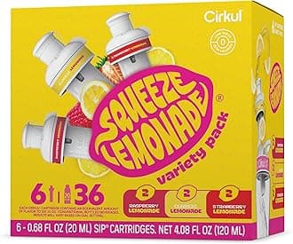 Cirkul Squeeze Lemonade B-Vitamins Flavor Water Variety Pack, Makes 36 Drinks, No Sugar, Zero Calorie Drink Mix, (2 Classic, 2 Strawberry, 2 Raspberry)