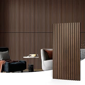 Art3d 2-Pack Acoustic Wood Slat Wall Panels for Interior Decor, 3D Fluted Sound Absorbing Wood Paneling for Accent Wall Ceiling Kitchen Living Room Bedroom Office, 47.2 x 23.6 inch Dark Walnut