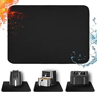 Amerbro Heat Resistant Mat for Air Fryer, 21 x 29.5in Heat Resistant Mat for Countertop, Fireproof Silicone Countertop Protector Appliance Slider for Air Fryer, Coffee Maker, Toaster, Oven (Black)