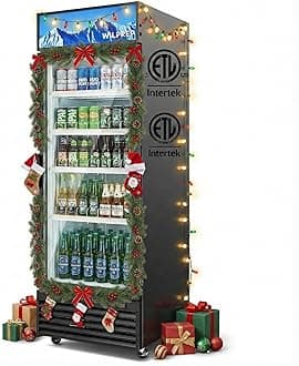 Wilprep Commercial Refrigerator, 22.4 cu. ft. Upright Beverage Display Refrigerator with LED Lighting, 27.6" Glass Door Merchandiser Cooler, ETL, ETL sanitation Listed