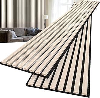 2-Pcs 94.5"x11.02" Wood Panels for Interior Wall Decoration,Wooden Slat Panels for Noise Reduction,Sound Panels with Solid Wood Veneer,Long Square Acoustic Panels for Home,Office,White Oak
