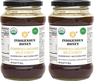 INDIGENOUS HONEY Raw Organic Honey Unprocessed Unfiltered Unpasteurized Pure Natural Original Honey - 530 Grams Glass Jar (Pack of 2)