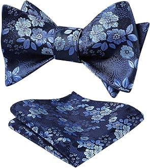 Bow Ties for Men Floral Bowties Mens Self Tie Bow Tie Handkerchief Jacquard Woven Bowtie Pocket Square Set