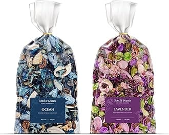 Soul & Scents Lavender and Ocean Potpourri Combo Pack| Dried Flowers | Fine-Living | Natural Decoration | Mood Enhancer | Perfect for Home Decor, Gifts, and Aromatherapy | Made in India | 140gm Each