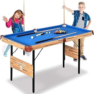 138cm Pool Table- Foldable & Portable Billiard Game Table- Very Sturdy, Includes Accessories- Pool Balls, Cue Sticks, Triangle, Brush, Chalk- Perfect for Kids & Adults for Home, Game Room