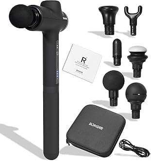 BONDIRMassage Gun R2 [Relief + Recover] with Extension, Professional Deep Tissue Percussion Massager for Muscle and Athletes, Portable, Handheld, Quite, High-Intensity, Adjustable Speed, 6 Heads