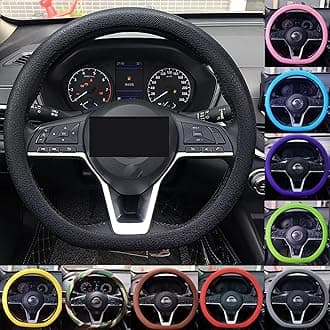 Cool Non-Slip Silicone Steering Wheel Protector, Car Steering Wheel Protective Cover, Silicone Material Car Steering Wheel Cover, Non-Slip Elastic Stretch Breathable (Black)