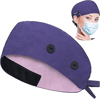 Working Caps with Button and Sweatband, Adjustable Working Hats for Women Men, One Size(Tie Back or Toggle)