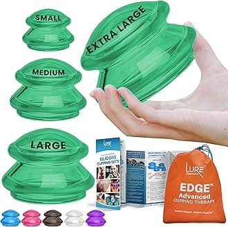 Lure Essentials Silicone Cupping Therapy Set Professional Massage Cupping Cups for Cupping Therapy 4 Cup Kit for Massage, Myofascial Release, Cellulite Reduction Green)