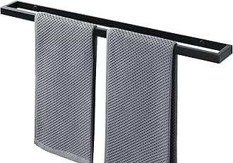 Sayayo Black Towel Rail Wall Mounted 60CM Large Towel Holder SUS304 Stainless Steel Bathroom Hand Towel Ring, Screw Fixing, EGJF060-B