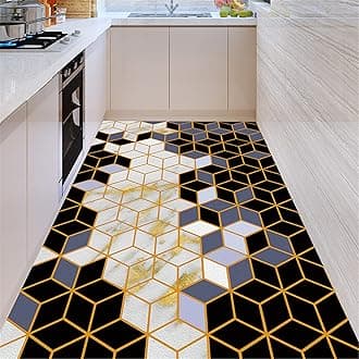 Modern Kitchen Rugs, Geometric Patterns Non Slip Leather Floor Mats, PVC Waterproof Outdoor Carpet, for Home Bedroom Living Room Bath Area Rugs, Customizable,120x240cm