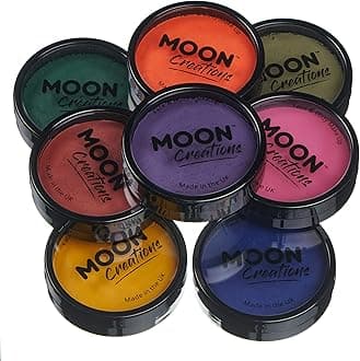 Pro Face & Body Paint Cake Pots by Moon Creations - Darks Colours Set - Professional Water Based Face Paint Makeup for Adults, Kids - 1.26oz