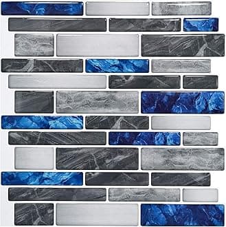 Art3d 10-Sheet Premium Self-Adhesive Kitchen Backsplash Tiles in Marble, 30 * 30cm Vinyl Wall Tiles for Kitchen Bathroom