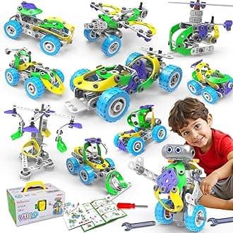 10 in 1 Electric STEM Toys for 4 5 6 7 8+ Year Old Boy Girl Birthday Gifts Educational Building Toys for Kids Ages 4-8 5-7 8-12 Stem Activities Construction Toy for Boys 6-8 8-10 Valentine Idea Gift