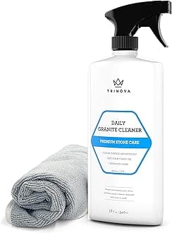 Granite Cleaner and Polish for Daily Use - Enhances Shine and goes on Streakless - For Countertops, Marble, Stone, Bathroom Kitchen, Islands and more. 18oz Trinova