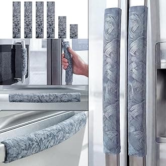 Set of 6 Refrigerator Door Handle Covers, Washable Velvet Fabric Appliance Handle for Fridge Microwave Stove Dishwasher Catch Stains Dust Fingerprint Prevent Ice hot Hand (Wind Grey)
