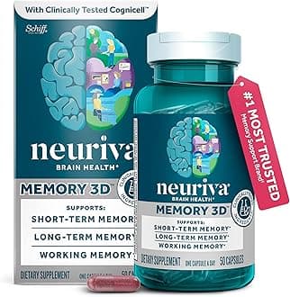 Memory 3D Brain Supplement - Decaffeinated Nootropic Capsules for Memory, Focus, & Cognitive Function - Short Term, Long Term, & Working Memory Support - 50ct