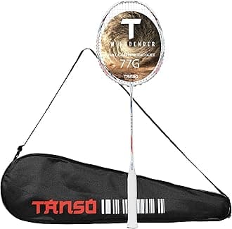 TANSO Windbender Full Graphite Ultra Light Weight Carbon Fibre Strung Badminton Racket (32 Lbs Tension, 680 mm Long, 77 Grams, Strung with Premium Strings and Full Racquet Cover)