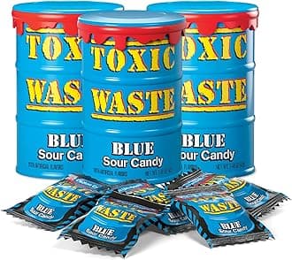 Hazardously Sour Candy Blue Drum - Lemonade, Cotton Candy, Blutti Frutti, Concord Grape, & Bl Umeboshi Flavors - 1.48 oz. Drums - 3-Pack