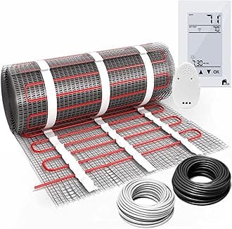 EconoHome Radiant Floor Heating System 20 sqft - Fluoropolymer Insulated Floor Heating Mat Kit for Tile, Wood, Laminate - Indoor Home Warming Systems - GFCI Thermostat, WiFi Compatibility (Included)