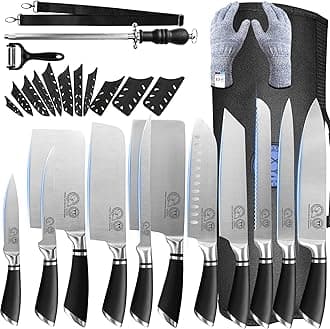 XYJ Knives,Professional Knife Sets for Master Chefs,11 Pcs Chef Knife Set with Bag,Meat Cleaver Butcher for Camping
