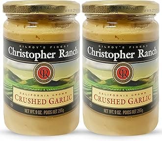Crushed Garlic in Olive Oil, Heirloom California, Smooth Creamy Texture, Ready-to-Use, Premium Quality, Gluten-Free, Vegan-Friendly, 9 oz Jar, 2-Pack
