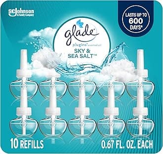 PlugIns Refills Air Freshener, Scented and Essential Oils for Home and Bathroom, Sky & Sea Salt, 6.7 Fl Oz, 10 Count
