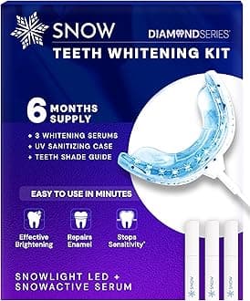 SNOW Teeth Whitening Kit with LED Light,3 Whitening Wands, LED Mouthpiece, Shade Guide,Complete at-Home Teeth Whitener System
