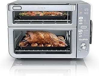 Ninja Countertop Oven Double Stack XL & Air Fryer with Pro Cook System, 12-in-1, Flexdoor, FlavorSeal, SMART FINISH with DualZone Technology, Air Fryer, Bake, Broil, Reheat, Stainless Steel, DCT651 (Renewed)
