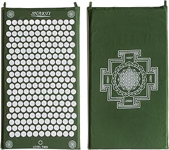 Shakti Acupressure Mat Emerald Level 2, Sustainable & Durable, Relieves Stress & Tension, Promotes Relaxation & Focus, Ethically Handcrafted Acupuncture Mat in India, Organic Cotton Certified