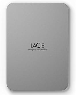 LaCie Mobile Drive Moon 5TB, External Hard Drive Portable, USB-C, PC Mac iPad & iPhone, with Adobe Creative Cloud (STLP5000400)