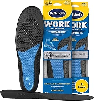Work Insoles (Pack) // All-Day Shock Absorption and Reinforced Arch Support That Fits in Work Boots and More (for Men's 8-14, Also Available for Women's 6-10) 1 Pair (Pack of 2) 2 Count