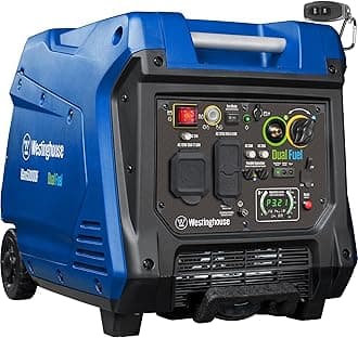 5000 Peak Watt Super Quiet Dual Fuel Portable Inverter Generator, Remote Electric Start, Gas & Propane Powered, RV Ready 30A Outlet, Parallel Capable, Blue/Black