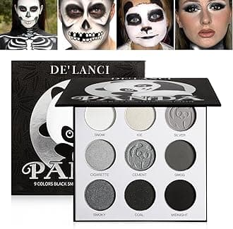 DL Gray Eyeshadow Palette Grey Black White Silver, Blendable Smokey Eye Eyeshadow for SFX Skull Goth Look Halloween Makeup Palette, Long Lasting Dark Eye Shadow Pallet - Panda