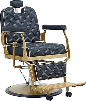 Classic Barber Chair for Barbershop, Heavy Duty Salon Chair for Hair Stylist, Hydraulic Reclining Tattoo Equipment